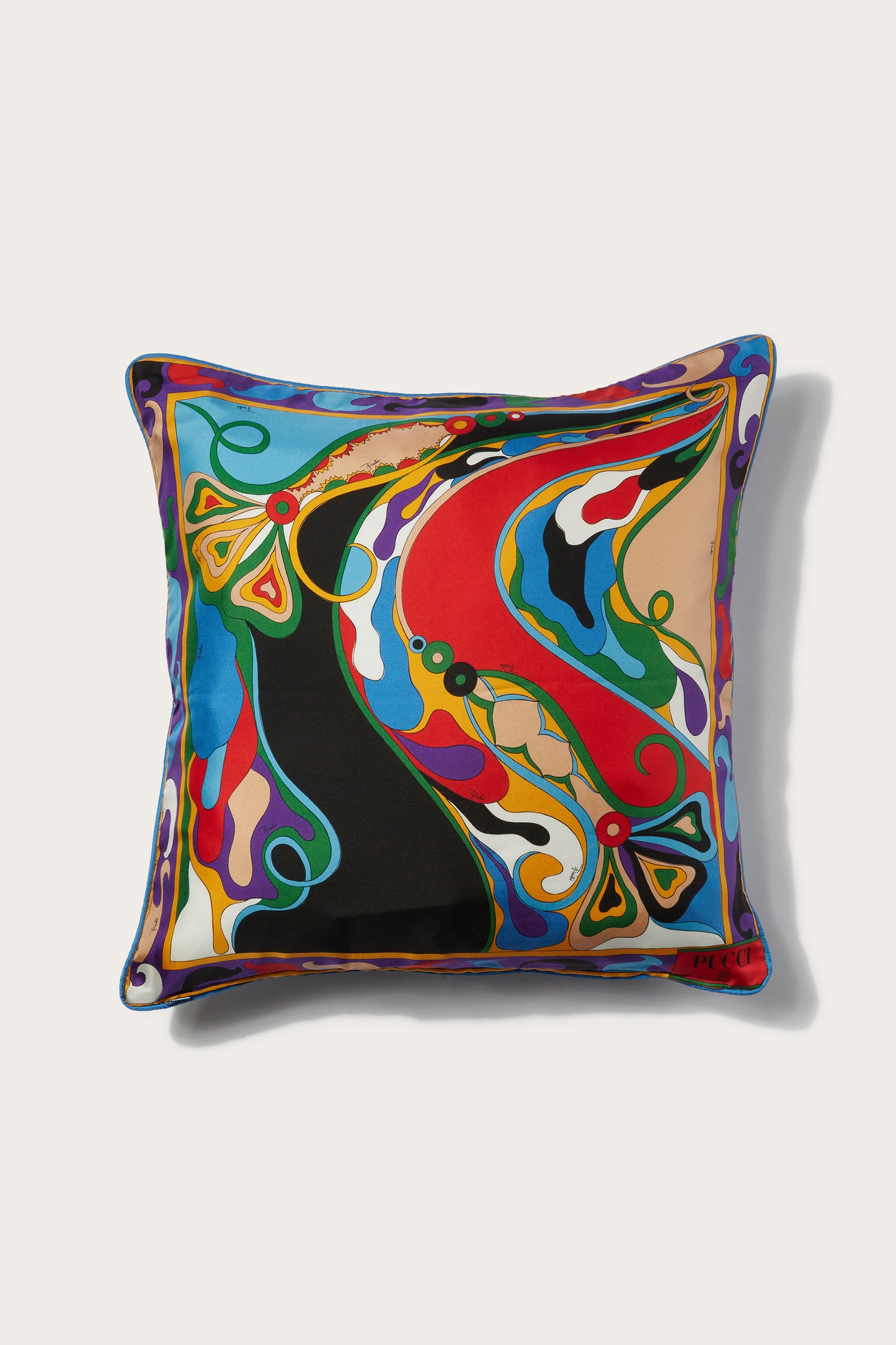Orchidee and Iride-Print Small Silk-Twill Cushion View 1 - Pucci