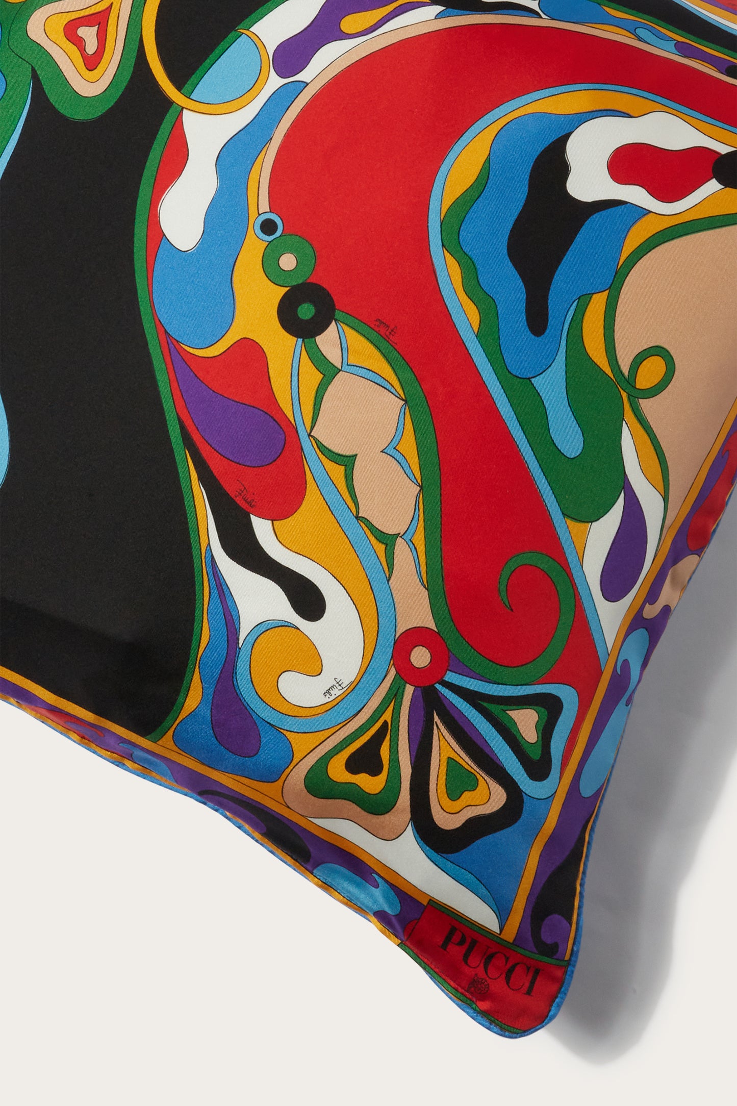 Orchidee and Iride-Print Small Silk-Twill Cushion View 3 - Pucci