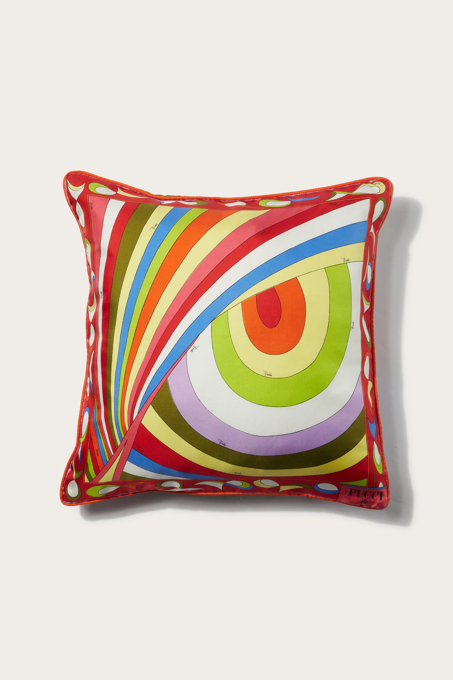 Orchidee and Iride-Print Small Silk-Twill Cushion View 2 - Pucci