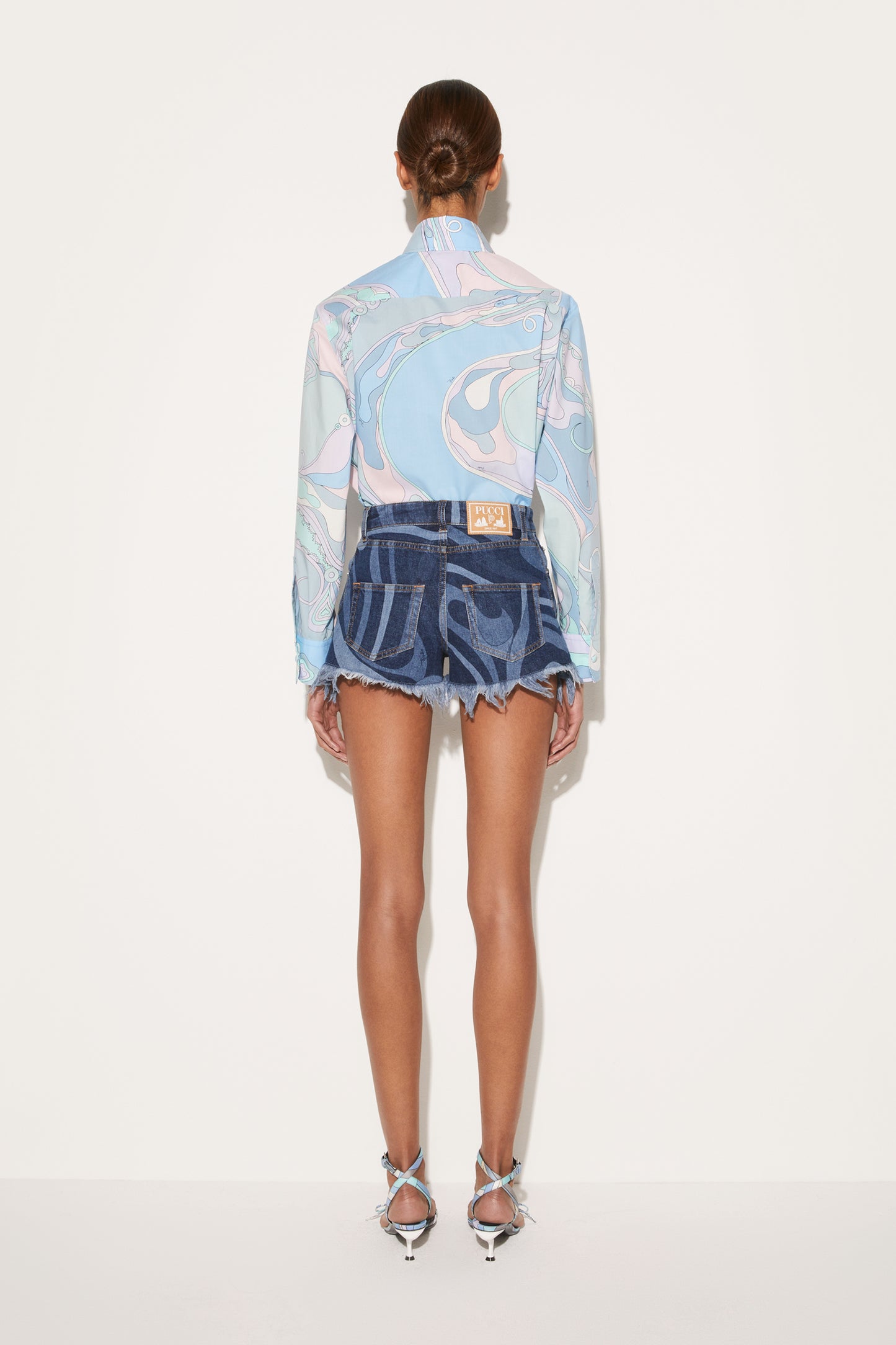 Marmo-Print Denim Shorts View 4 - Pucci