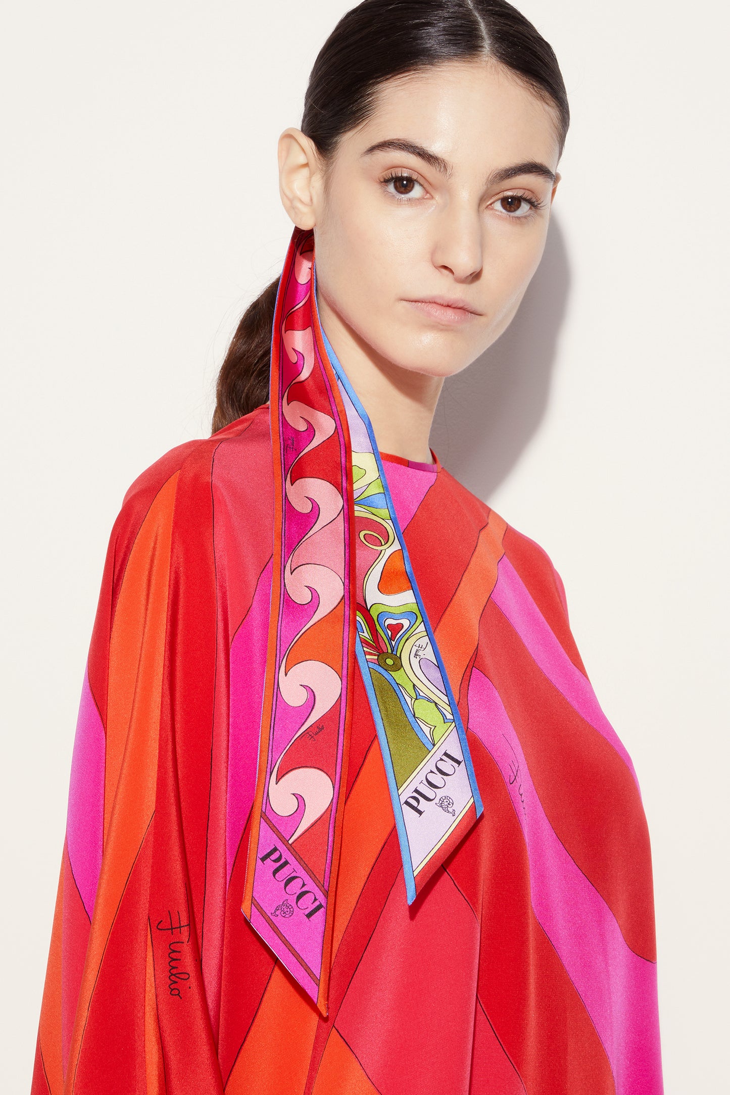 Orchidee-Print Silk-Twill Scarf View 2 - Pucci