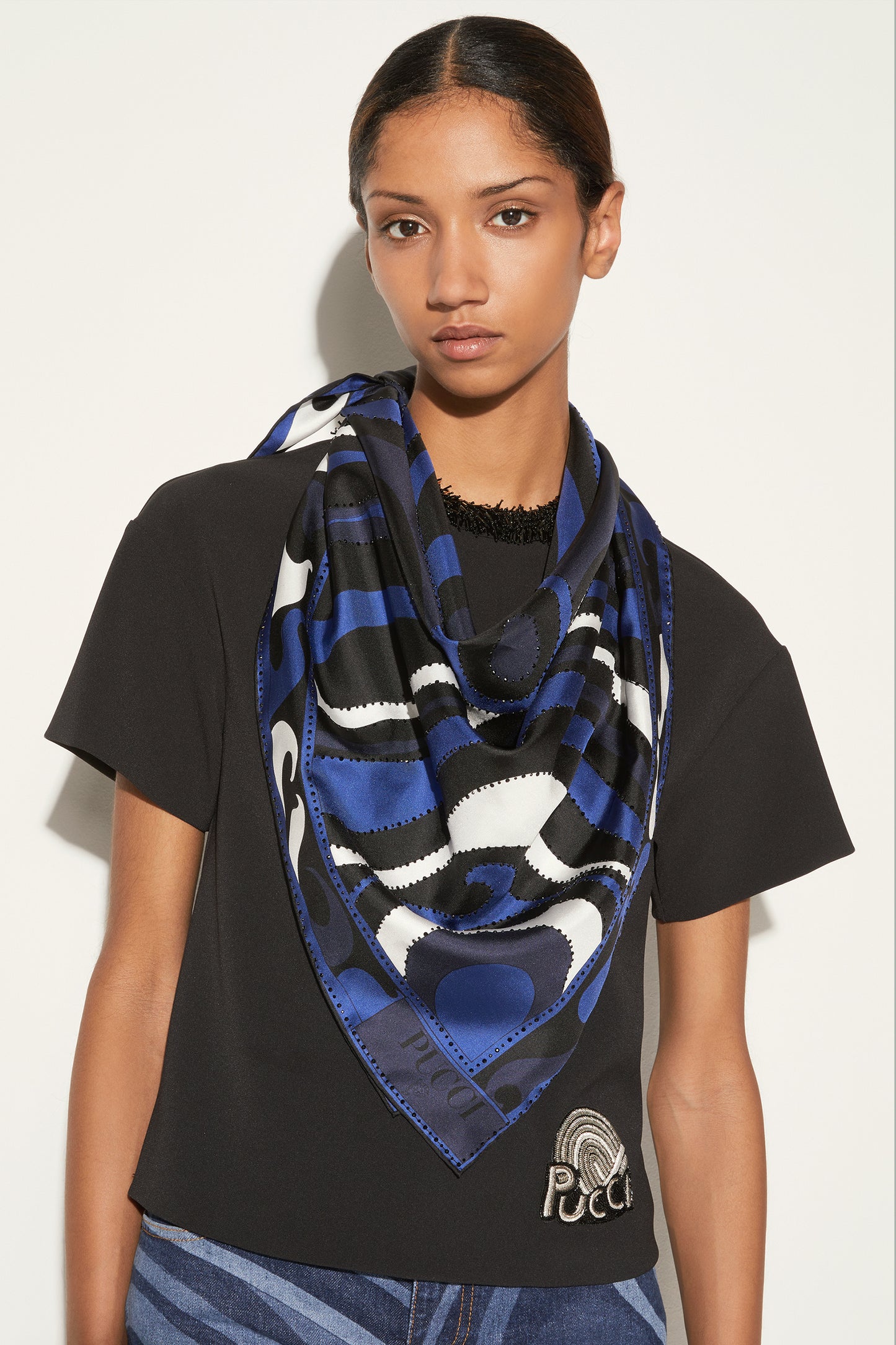 Marmo-Print Large Silk-Twill Carré View 2 - Pucci