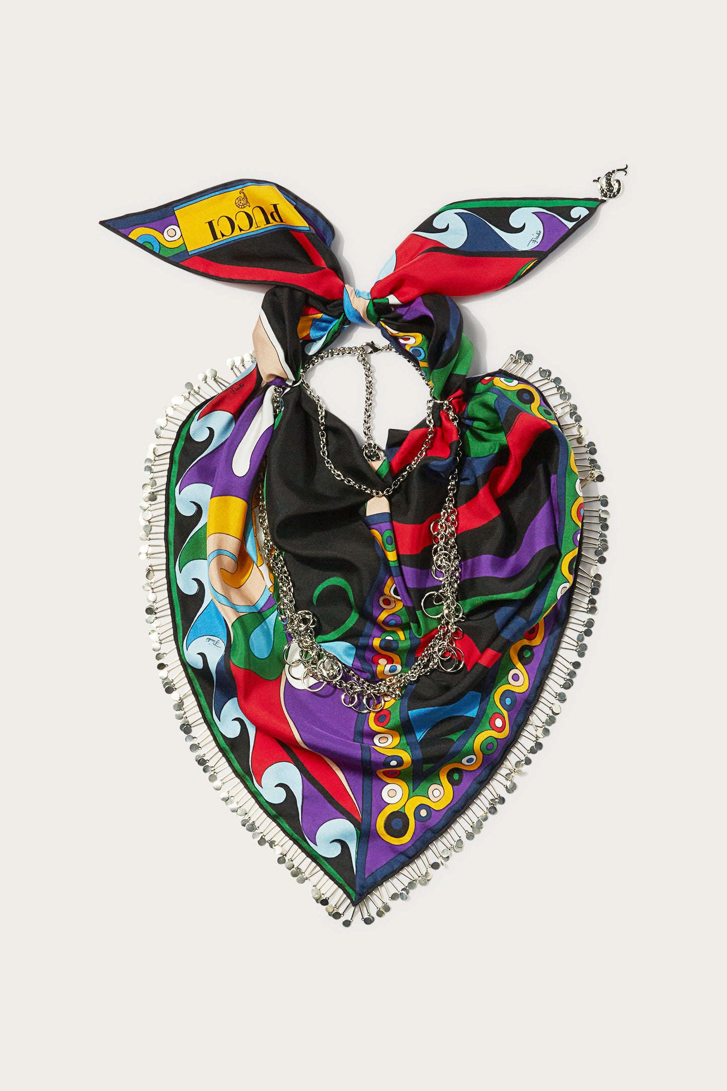 Marmo And Orchidee-Print Chain-Embellished Scarf View 1 - Pucci