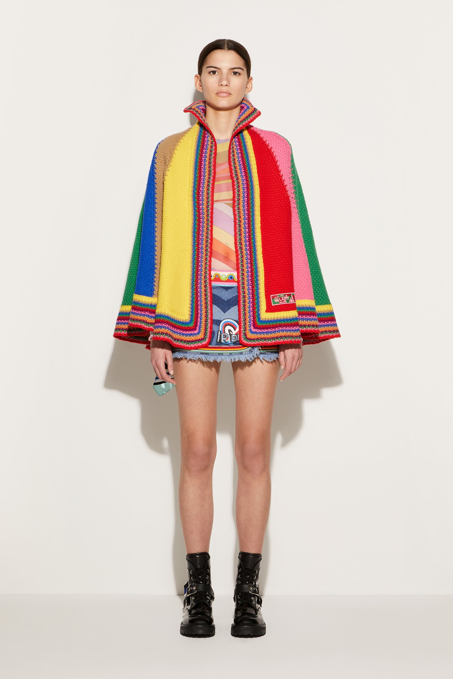 Colourblock Wool Cape View 2 - Pucci