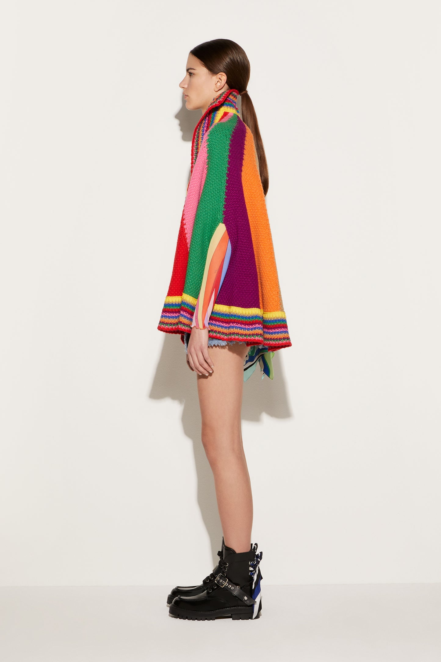 Colourblock Wool Cape View 3 - Pucci