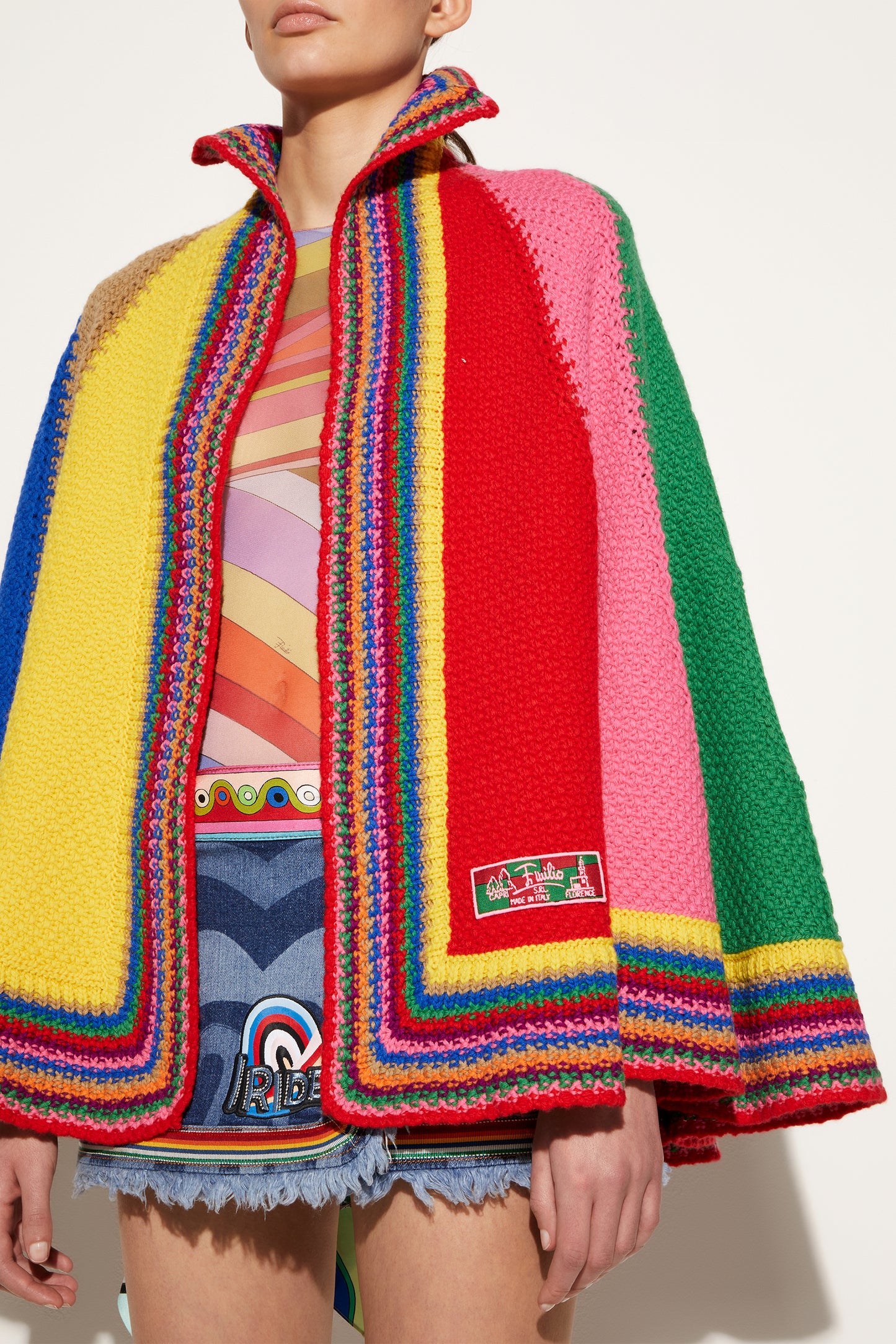 Colourblock Wool Cape View 5 - Pucci