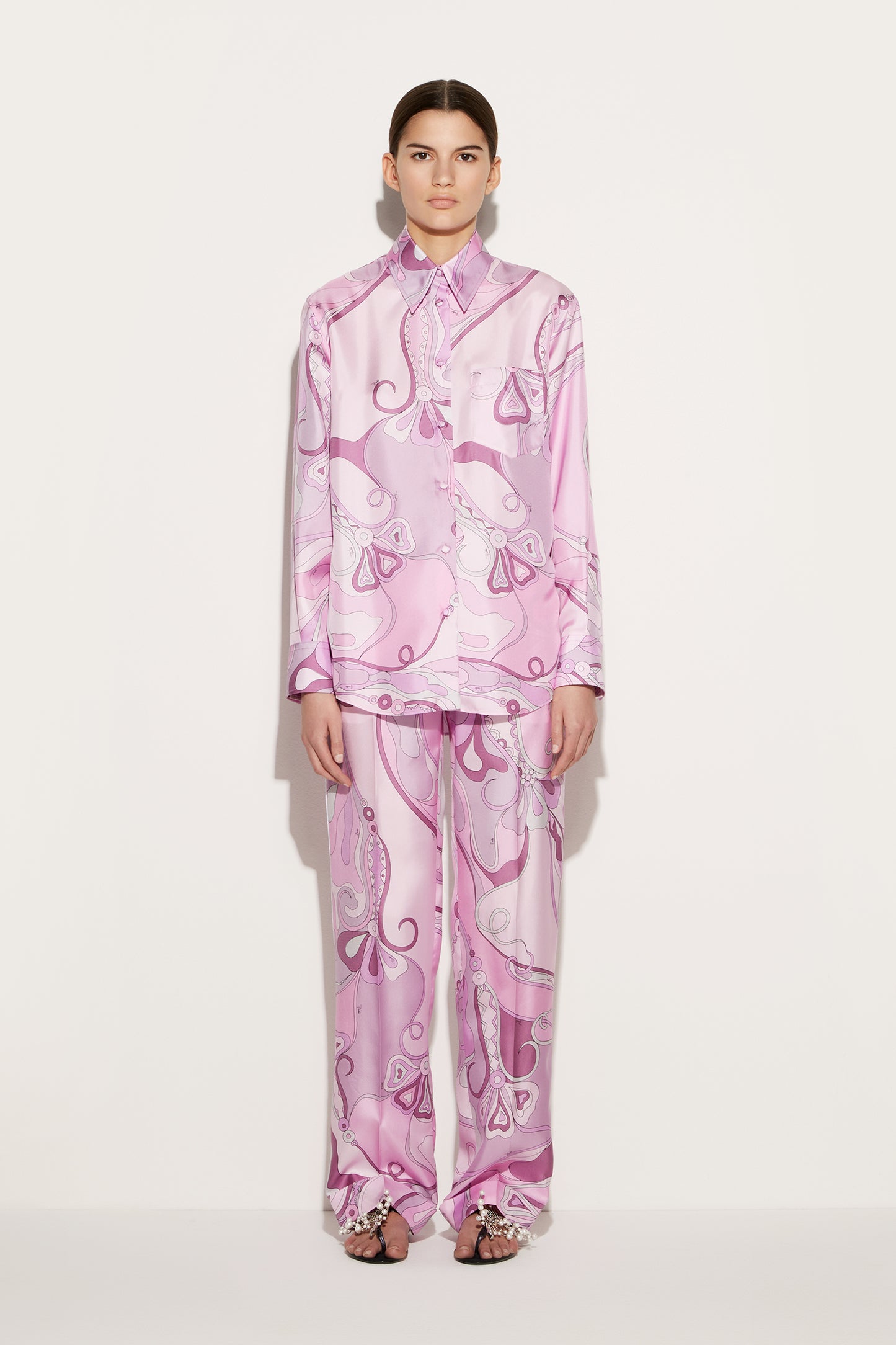 Orchidee-Print Silk-Twill Shirt View 2 - Pucci