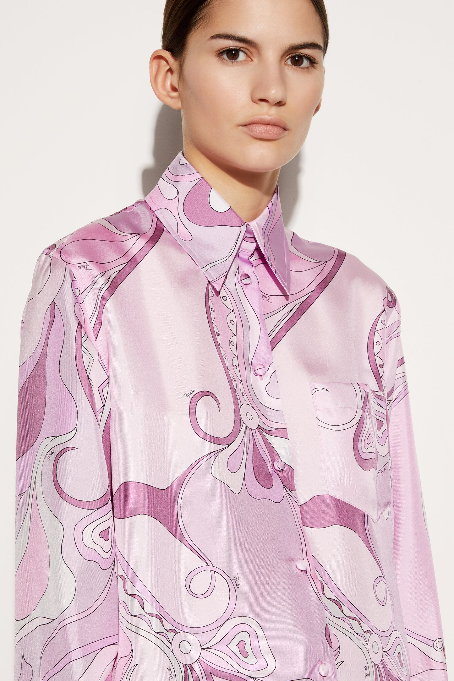 Orchidee-Print Silk-Twill Shirt View 5 - Pucci