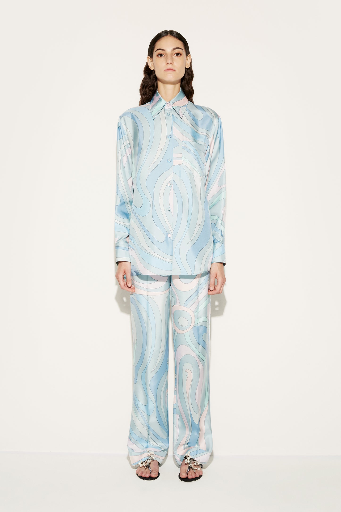 Marmo-Print Silk-Twill Shirt View 2 - Pucci