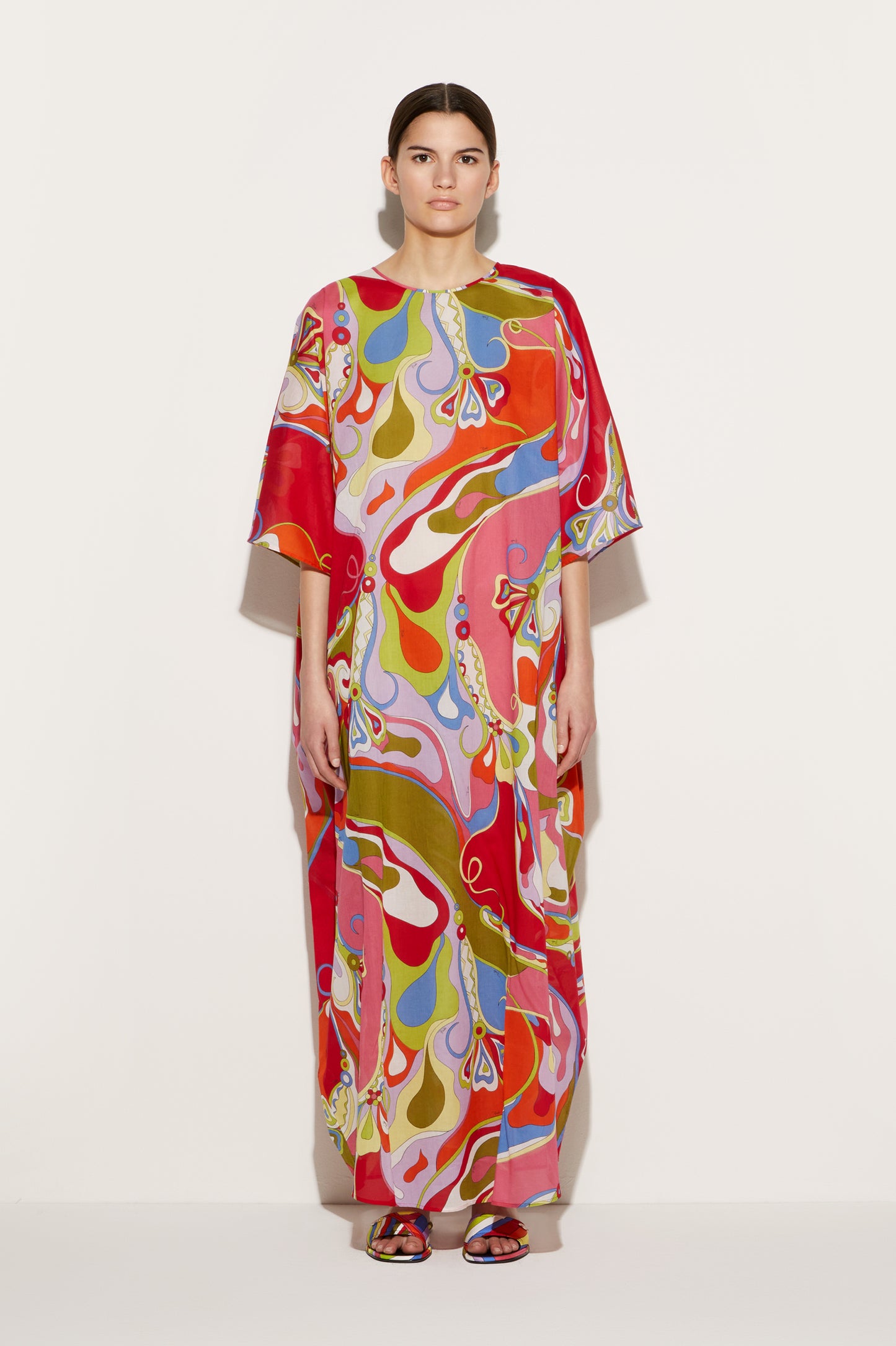 Orchidee-Print Cotton Kaftan View 2 - Pucci