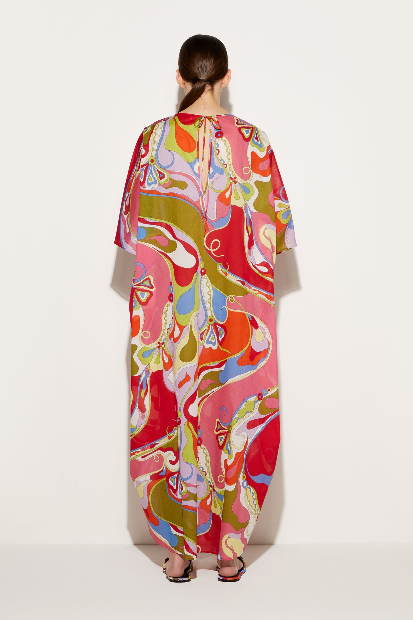 Orchidee-Print Cotton Kaftan View 4 - Pucci