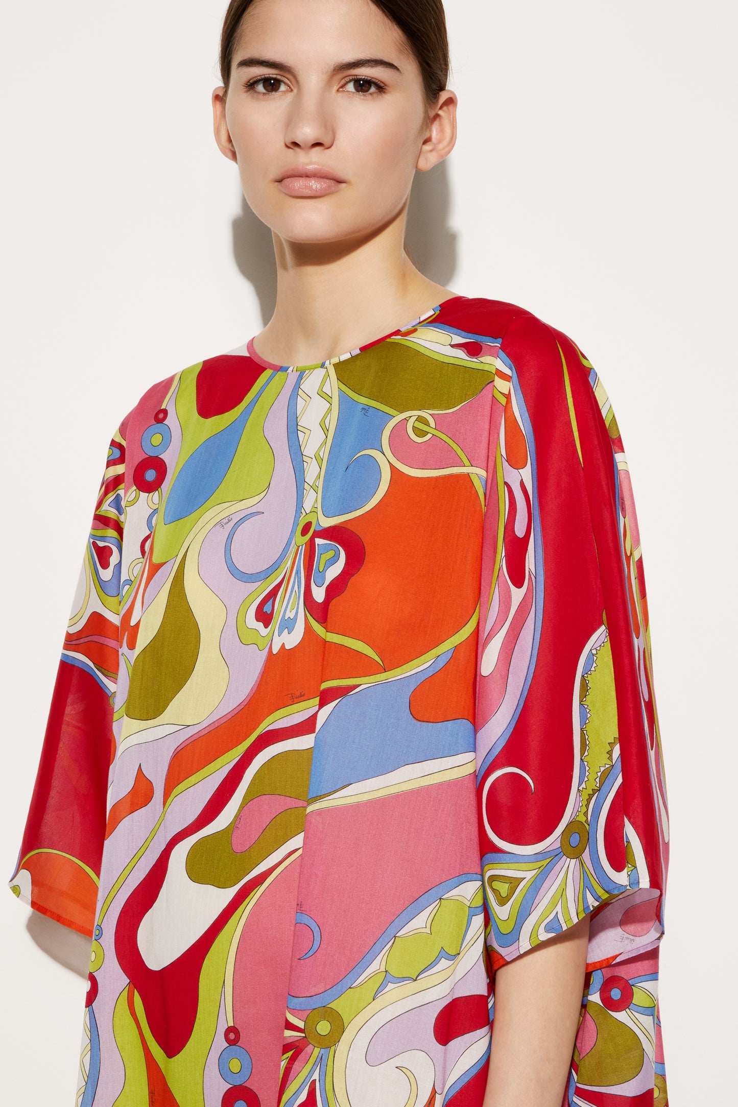 Orchidee-Print Cotton Kaftan View 5 - Pucci