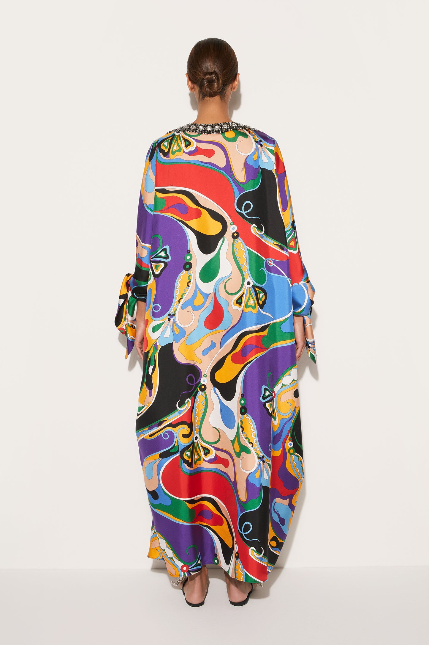 Orchidee-Print Silk-Twill Kaftan View 4 - Pucci