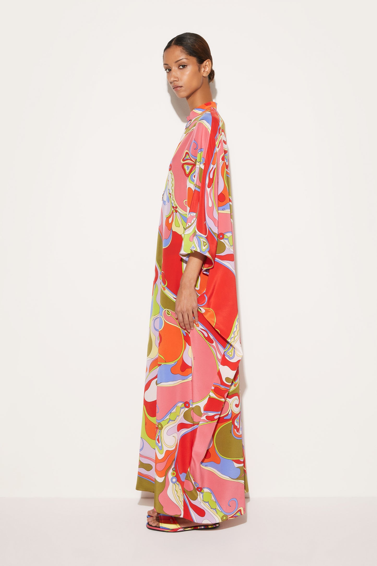 Orchidee-Print Silk Kaftan View 3 - Pucci