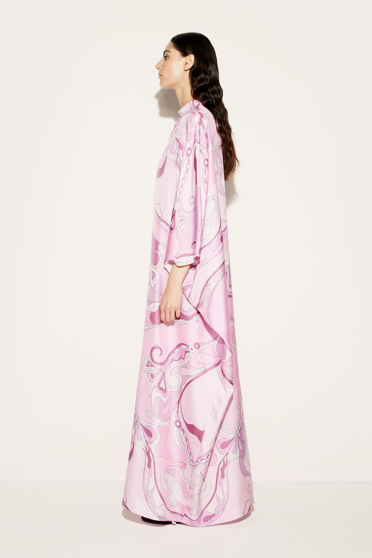 Orchidee-Print Silk-Twill Kaftan View 3 - Pucci