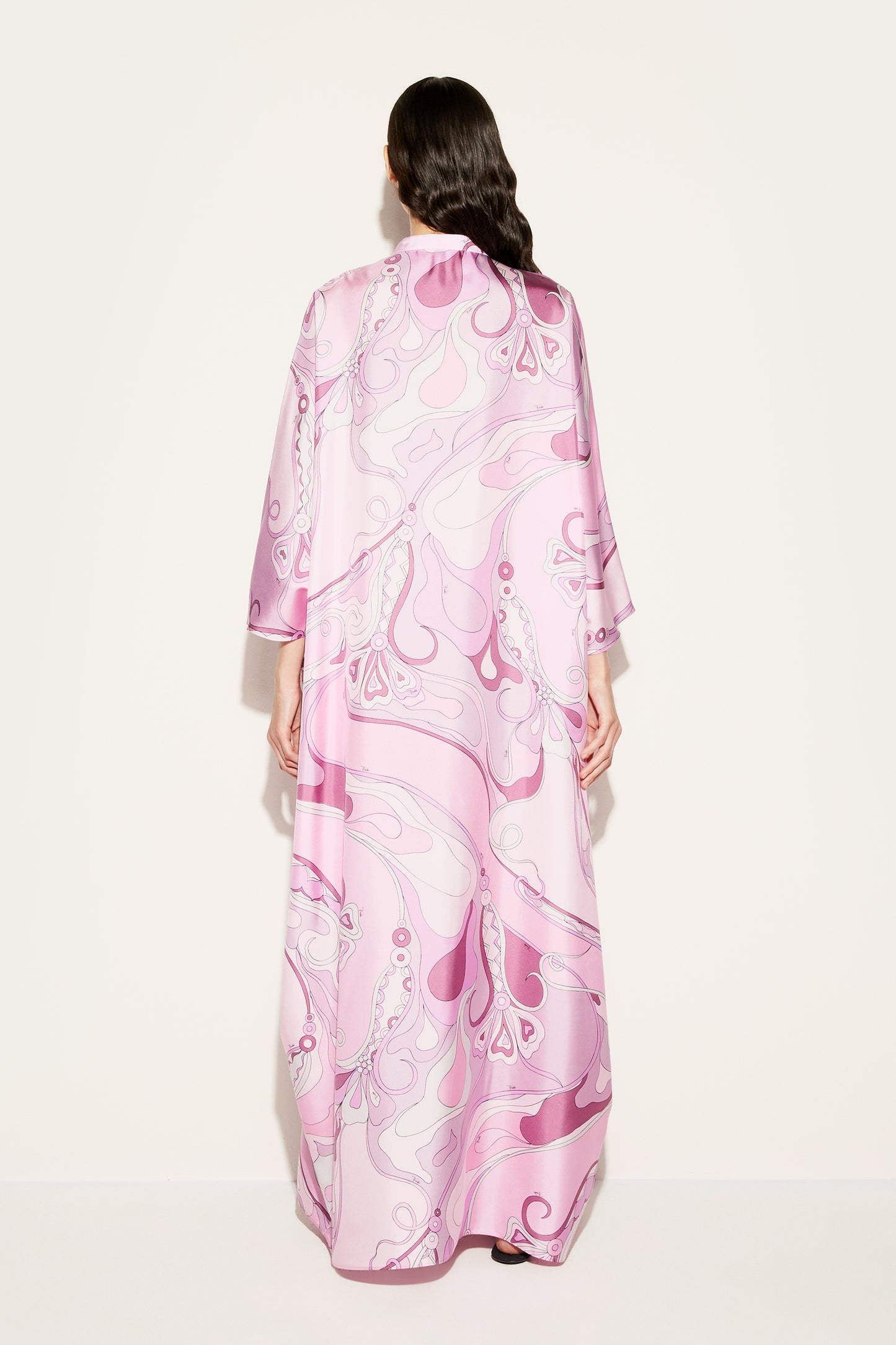 Orchidee-Print Silk-Twill Kaftan View 4 - Pucci