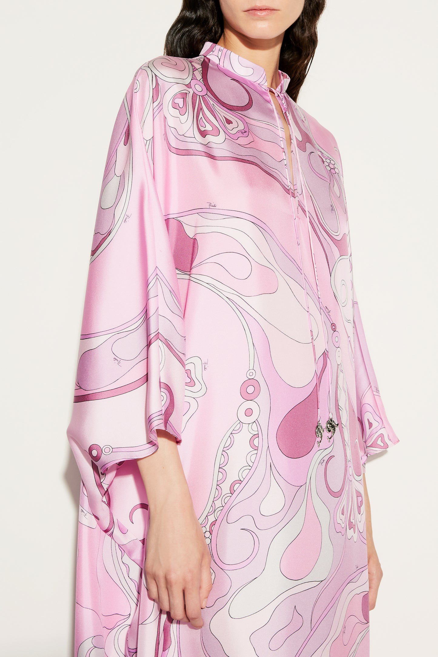 Orchidee-Print Silk-Twill Kaftan View 5 - Pucci