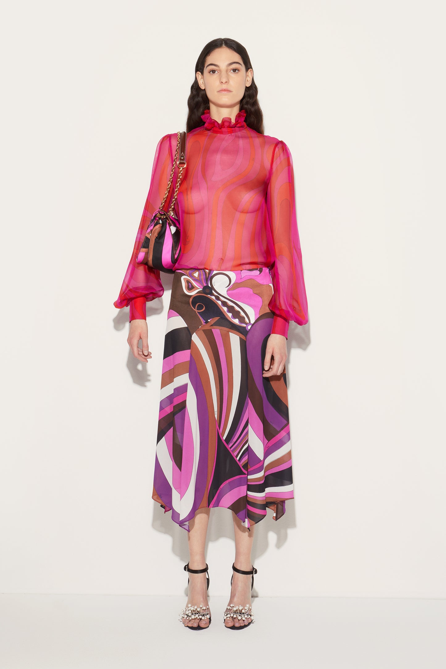 Marmo-Print Silk Top View 3 - Pucci