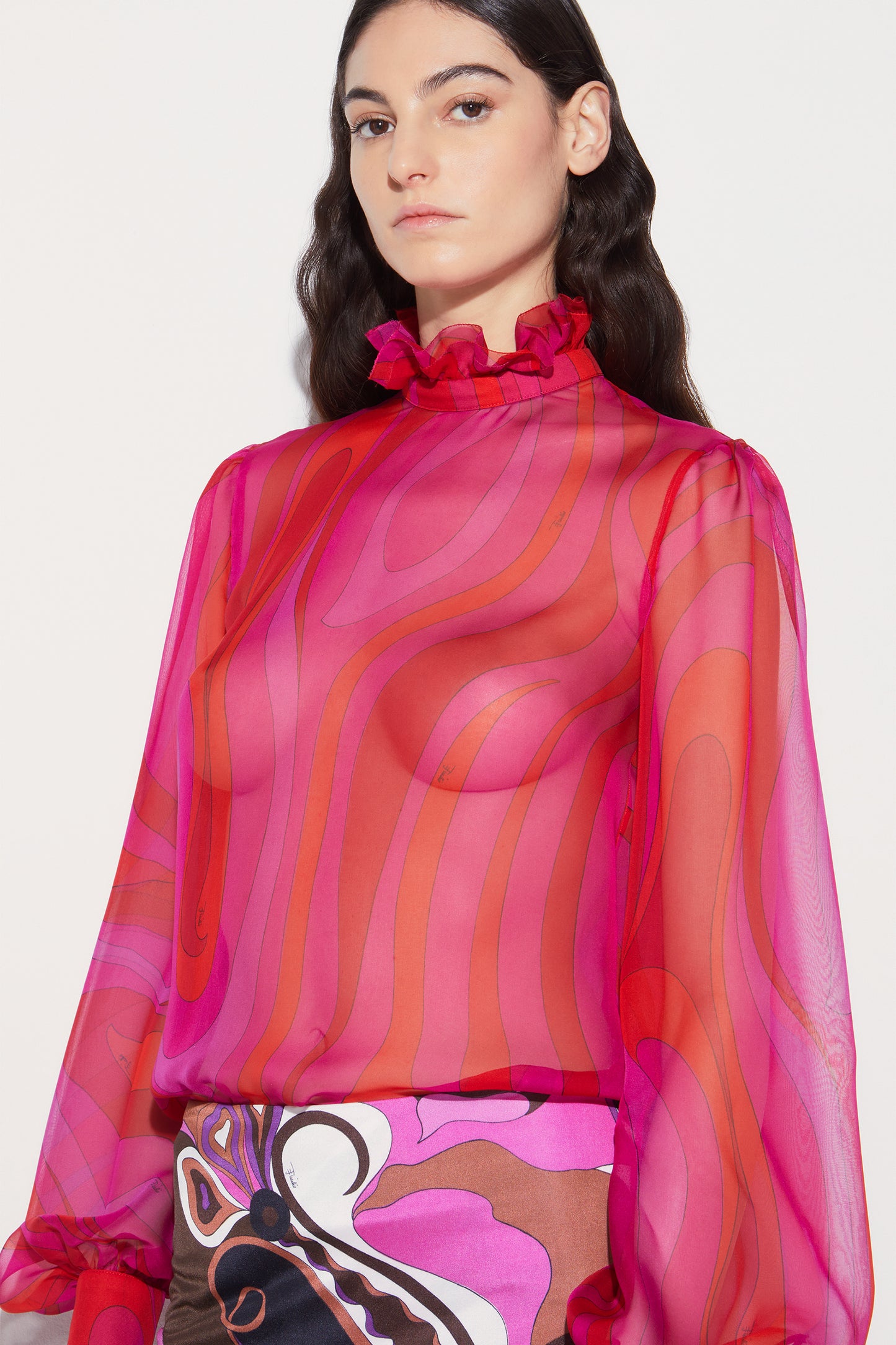 Marmo-Print Silk Top View 5 - Pucci