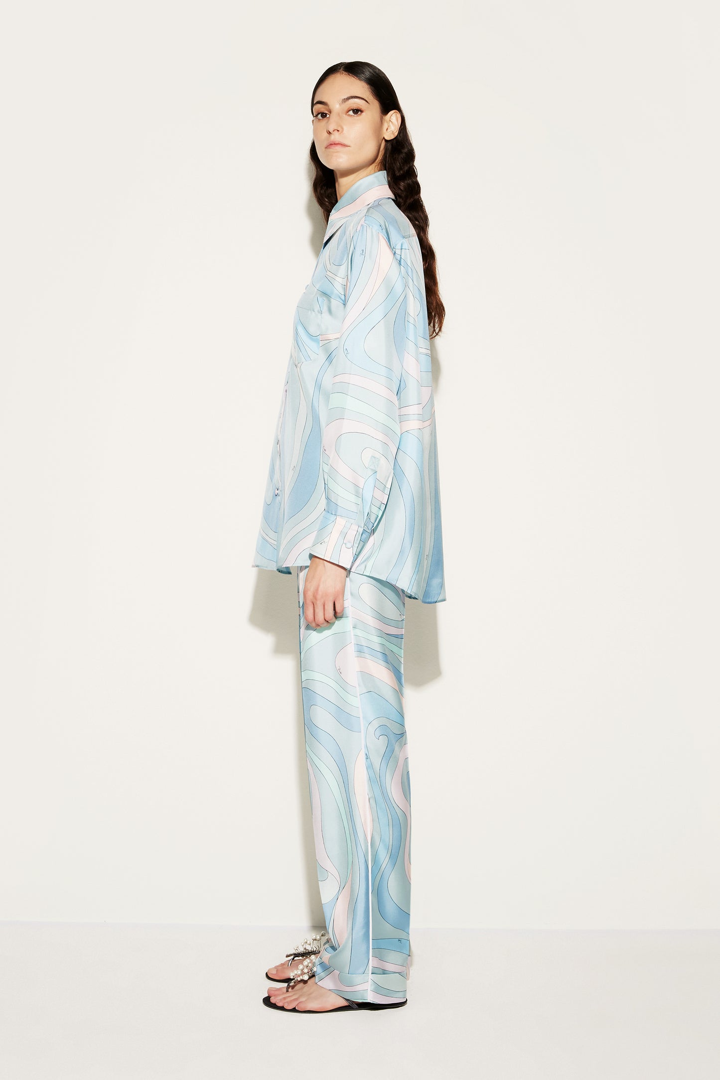 Marmo-Print Silk-Twill Trousers View 3 - Pucci