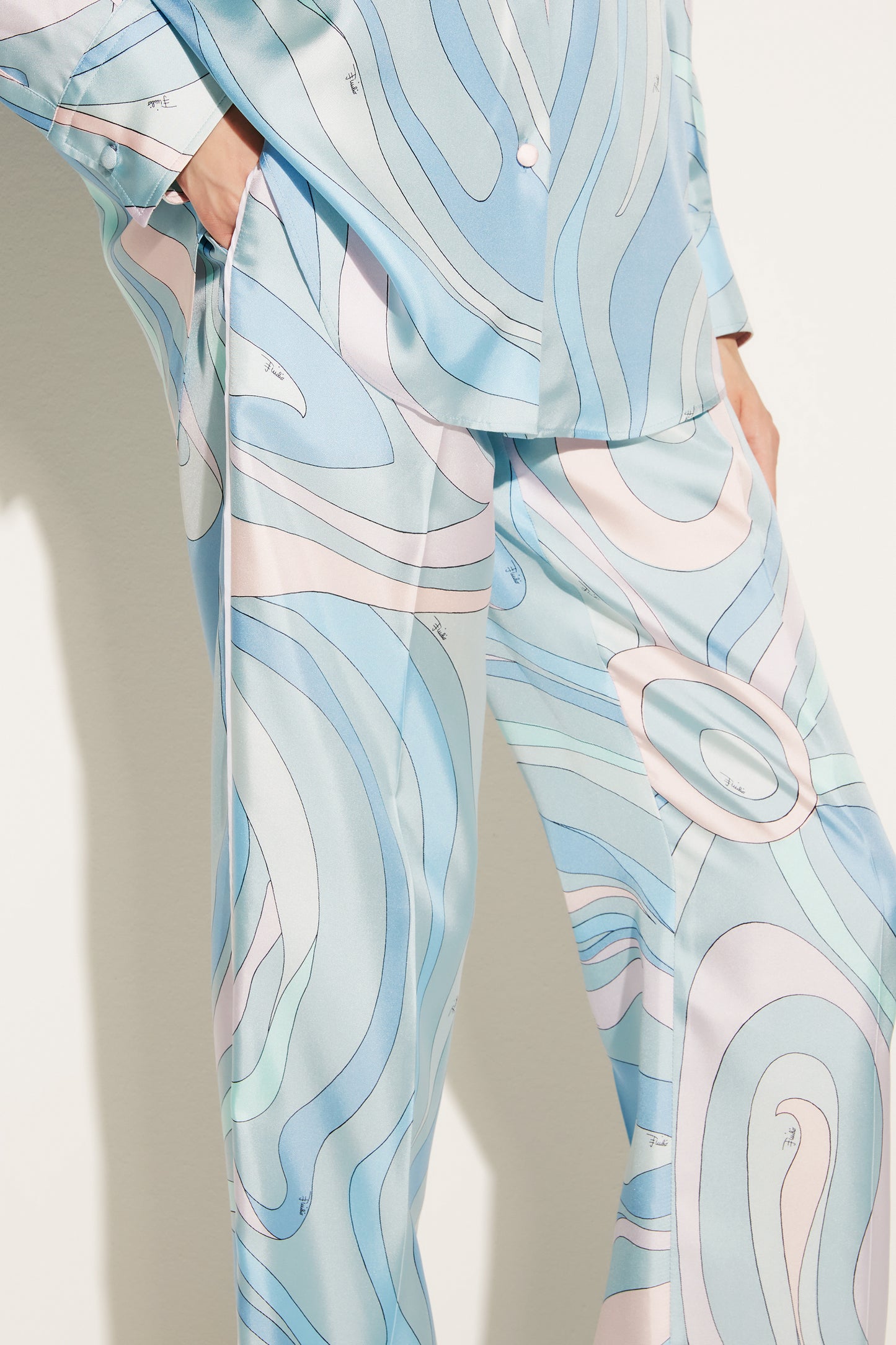 Marmo-Print Silk-Twill Trousers View 5 - Pucci