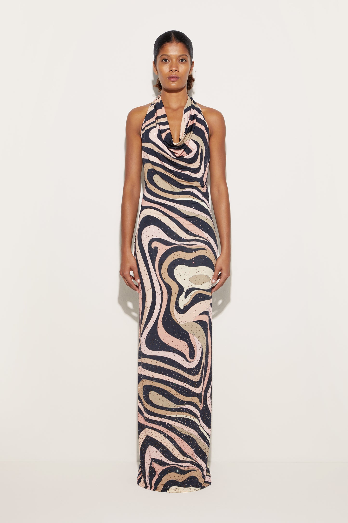 Marmo Print Embellished Long Dress View 2 - Pucci