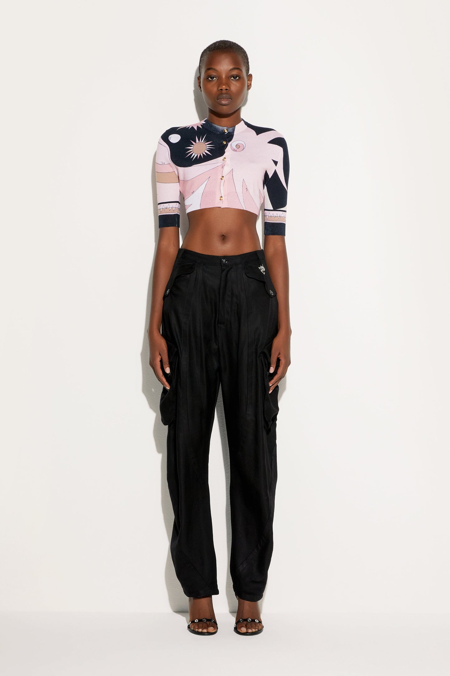 Stella Print Cropped Cardigan View 2 - Pucci