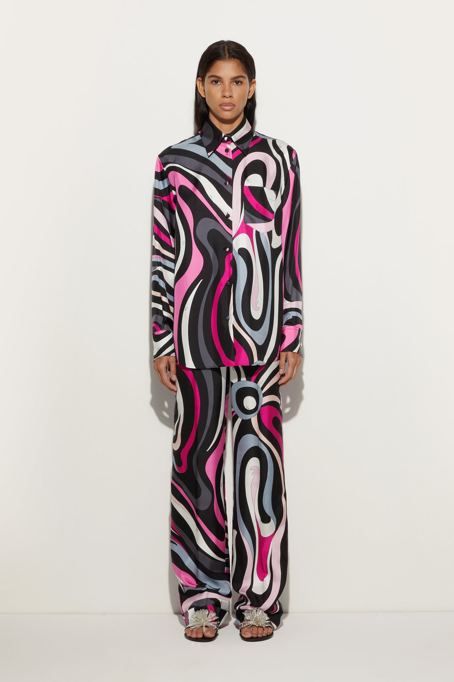 Marmo Print Silk Shirt View 2 - Pucci