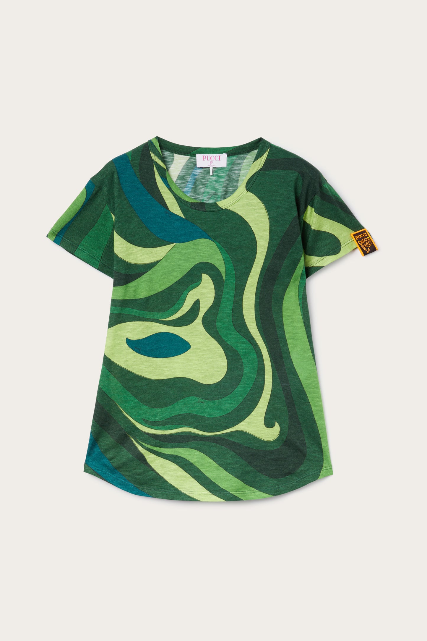 Flamed Jersey T-Shirt with Allover Print View 1 - Pucci
