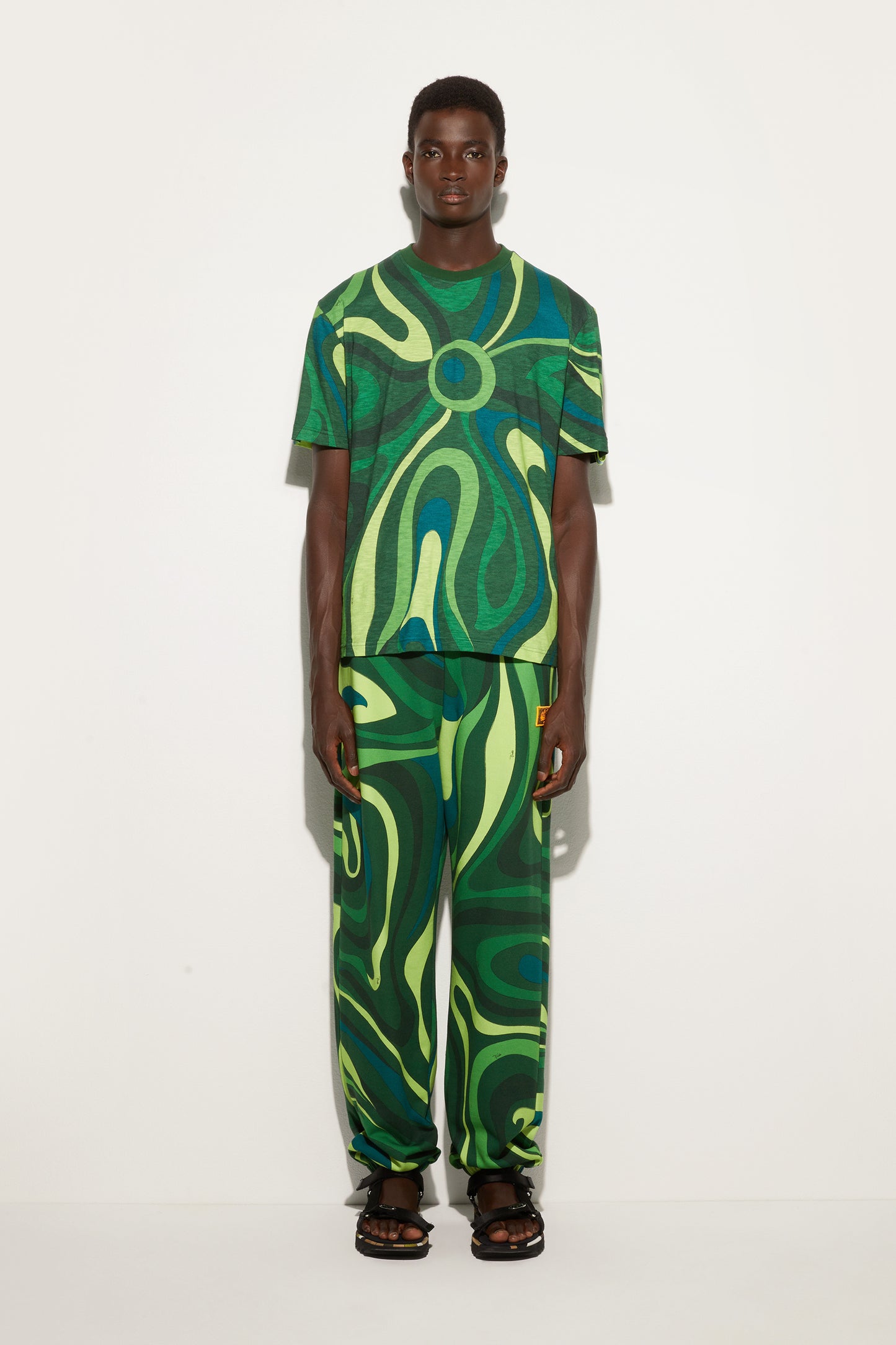 Flamed Jersey T-Shirt with Allover Print View 2 - Pucci