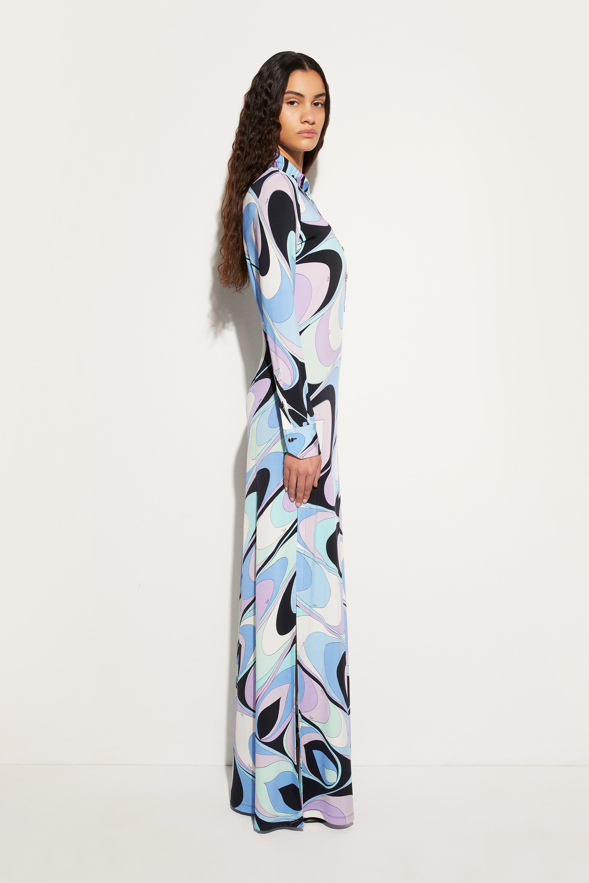 Onde-Print Shirt Dress View 3 - Pucci