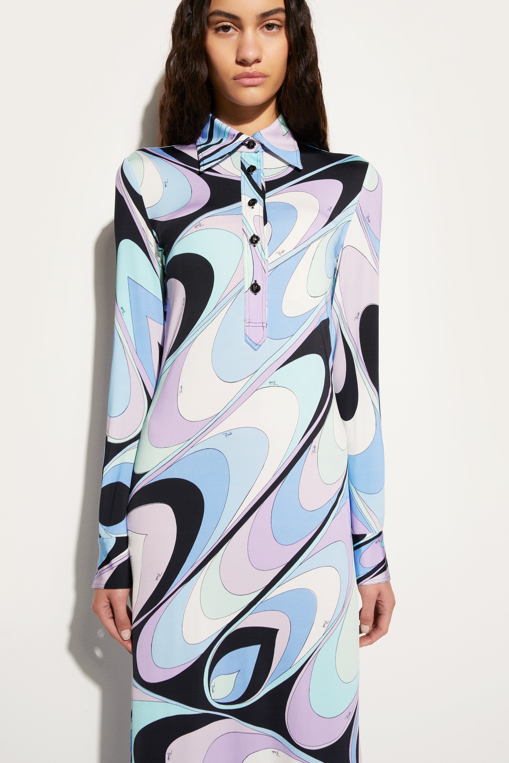 Onde-Print Shirt Dress View 5 - Pucci