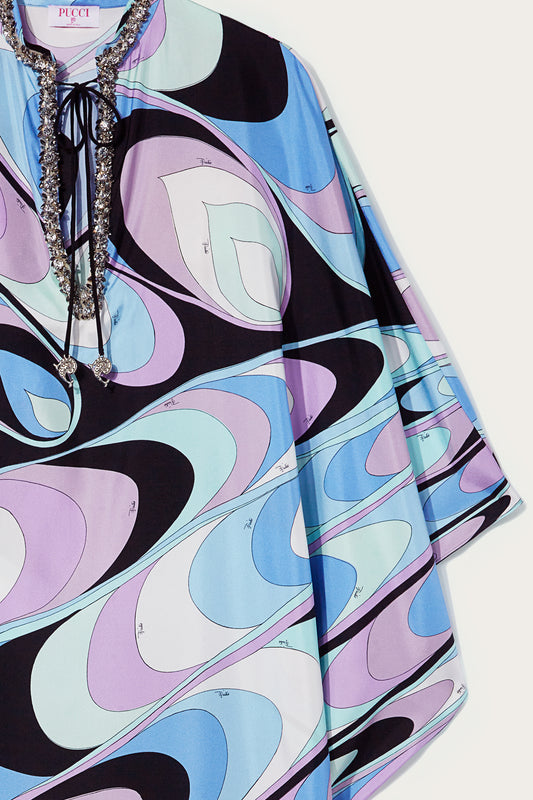 Onde-Print Silk-Twill Kaftan View 3 - Pucci