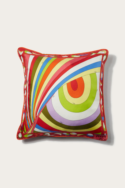 Orchidee and Iride-Print Small Silk-Twill Cushion View 2 - Pucci