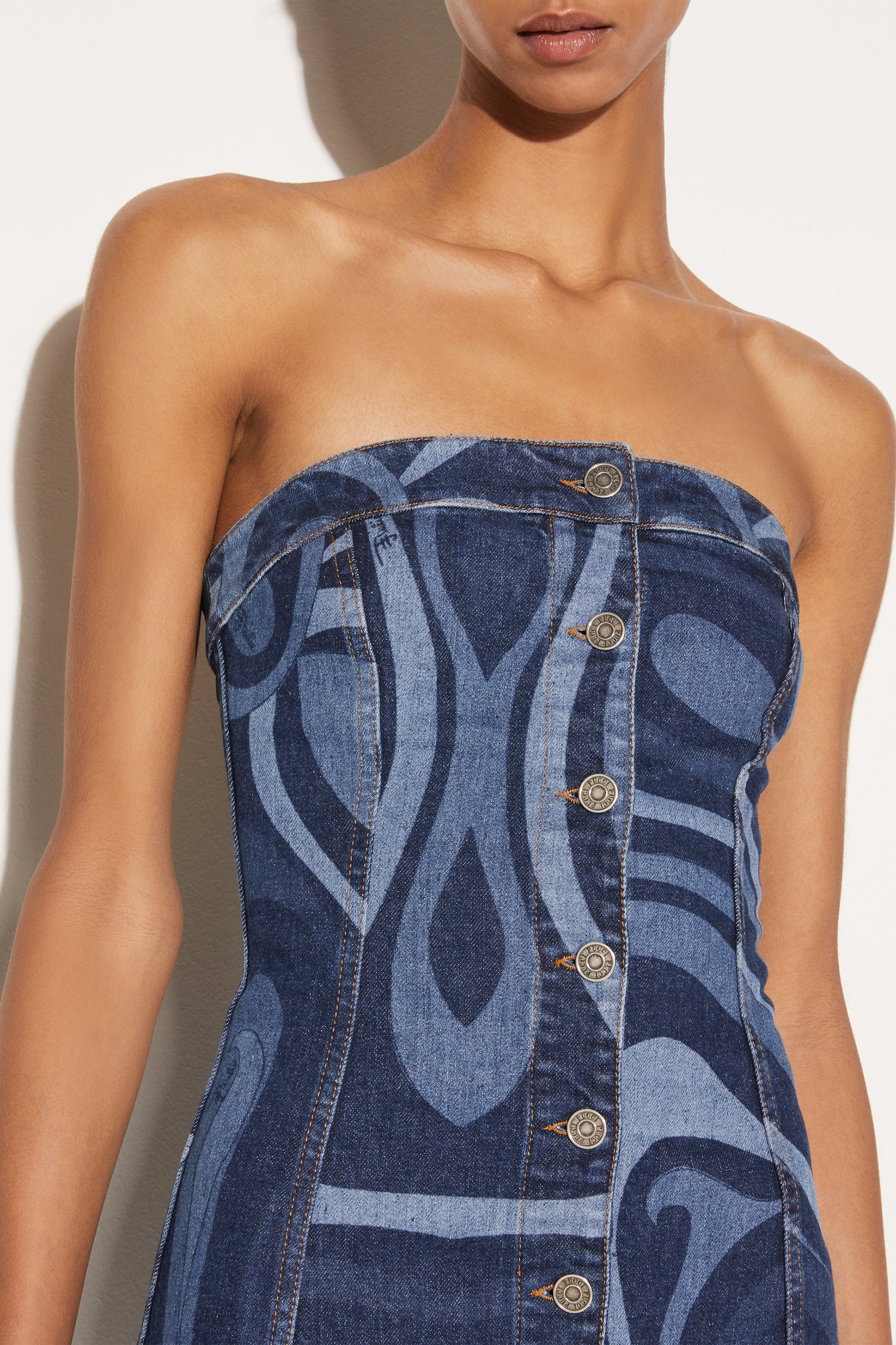 Marmo-Print Denim Dress View 5 - Pucci