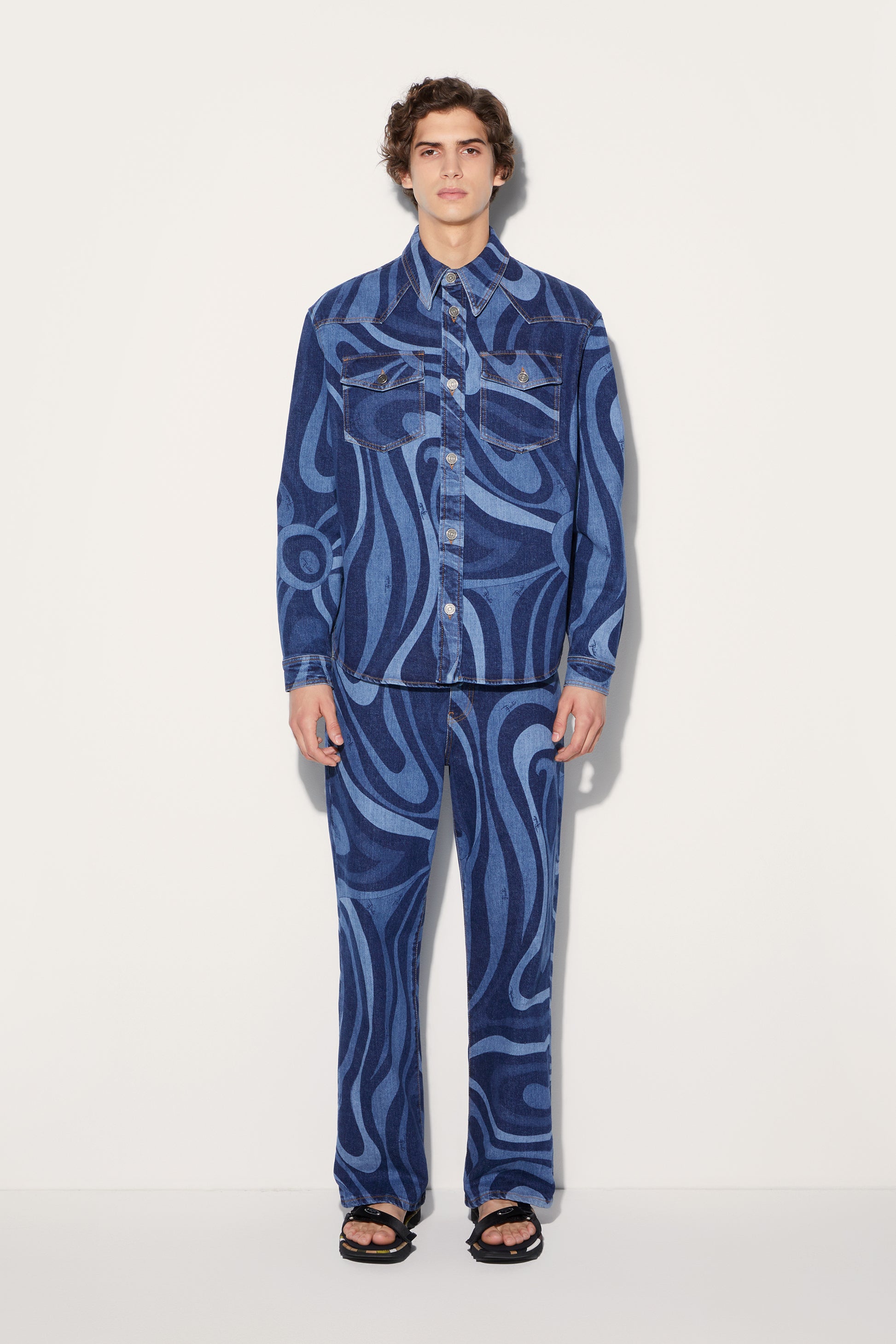 Marmo-Print Denim Shirt View 2 - Pucci