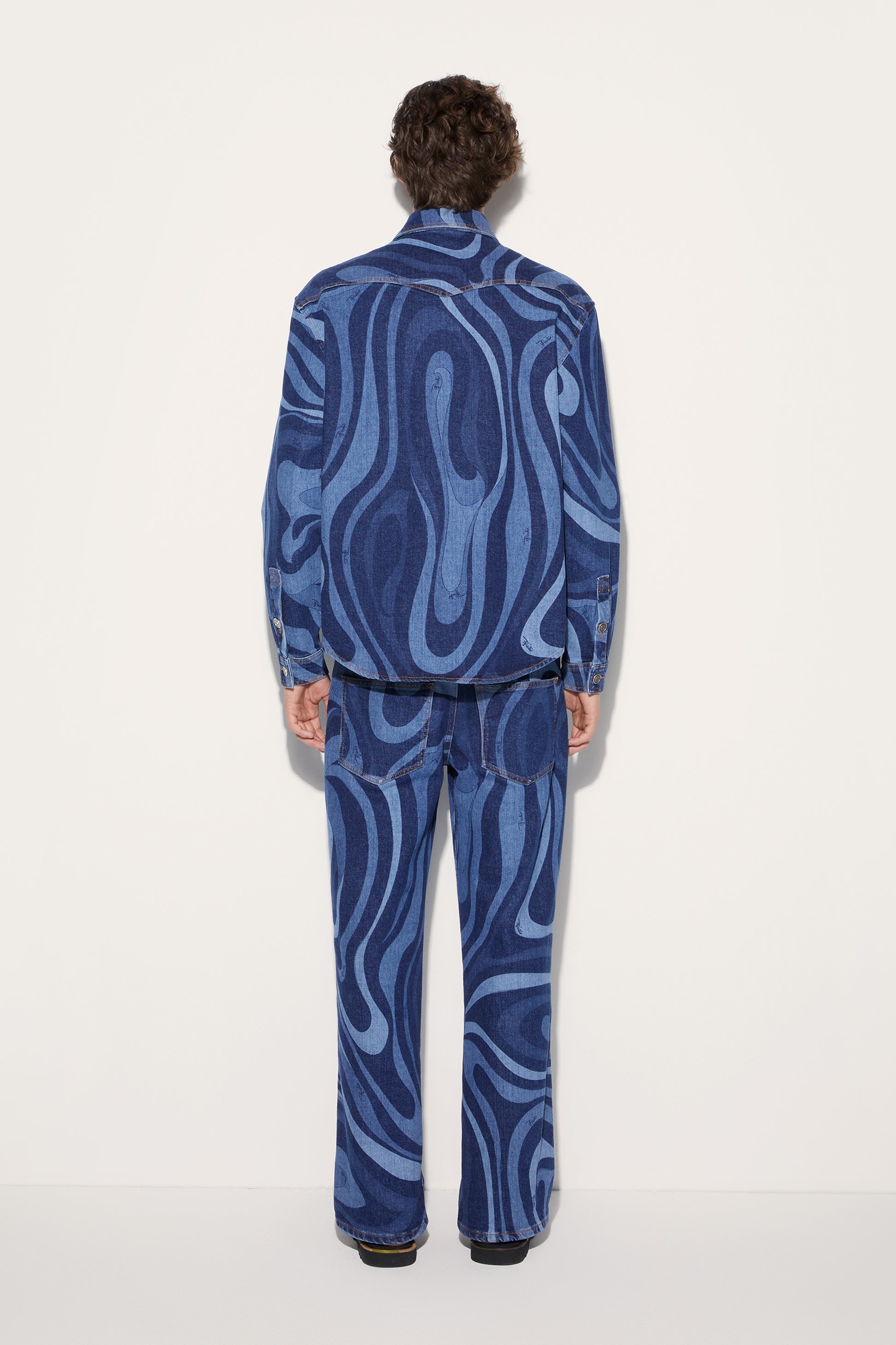 Marmo-Print Denim Shirt View 4 - Pucci