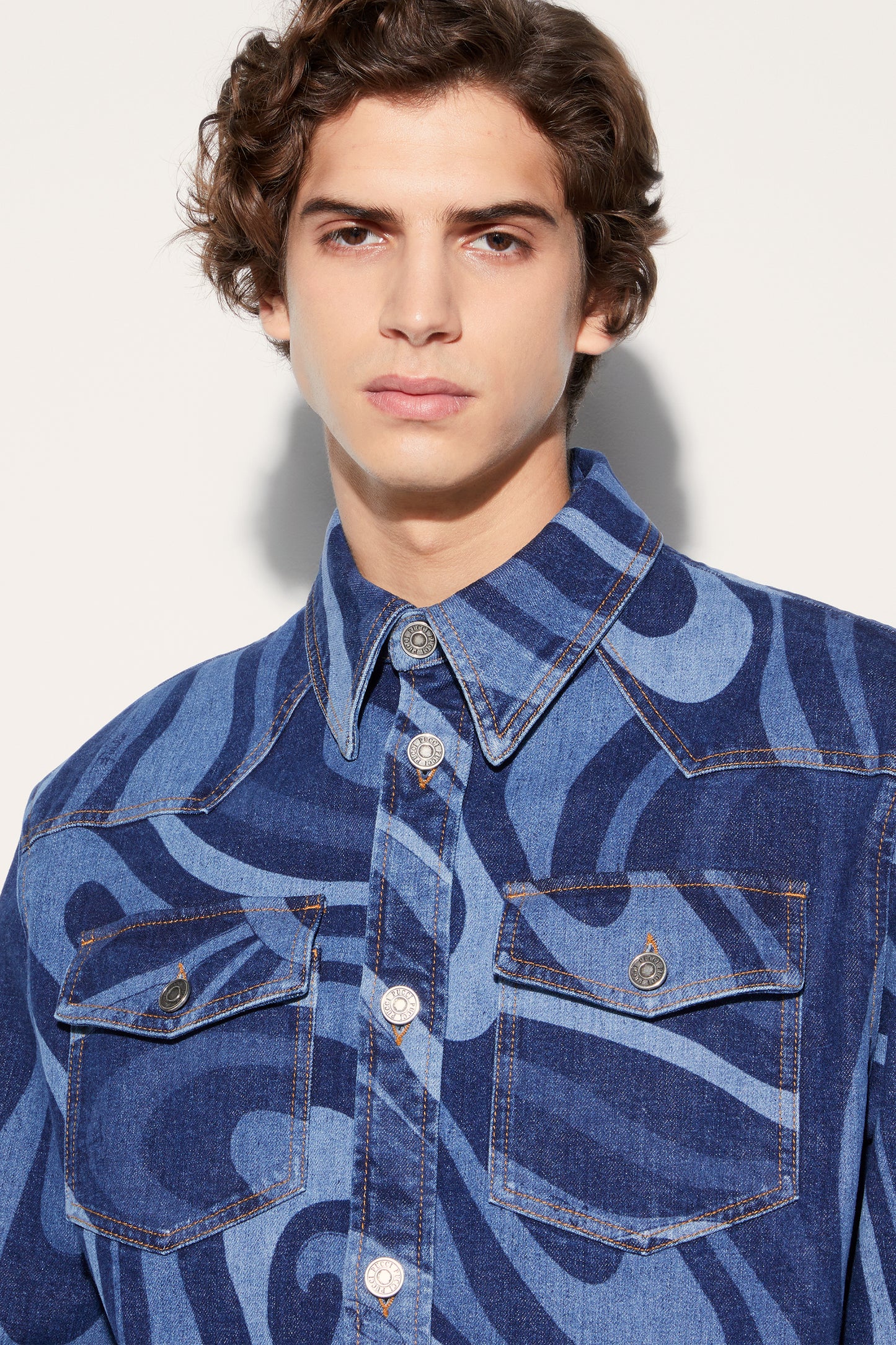 Marmo-Print Denim Shirt View 5 - Pucci