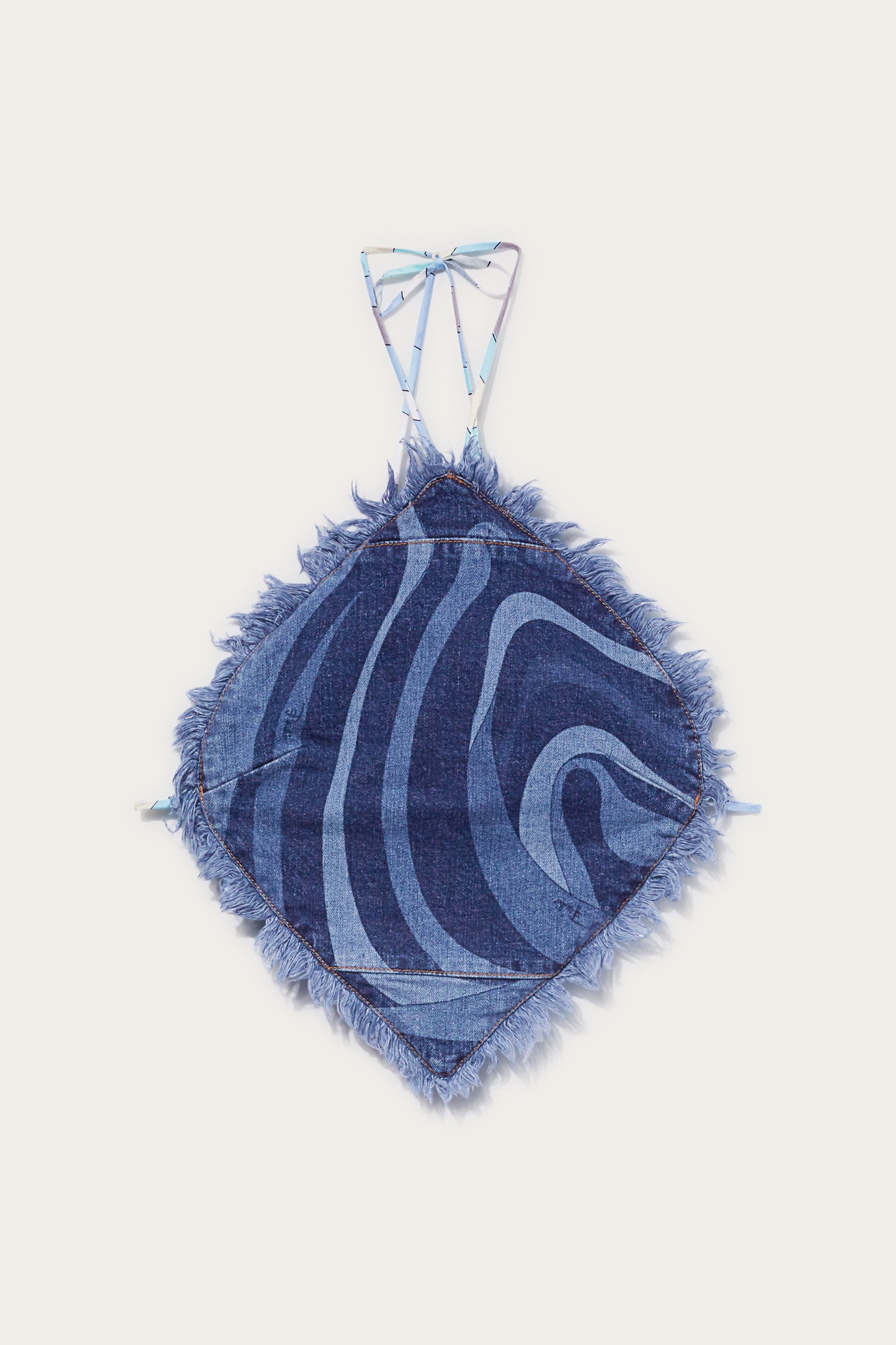 Marmo-Print Denim Halterneck Top View 1 - Pucci