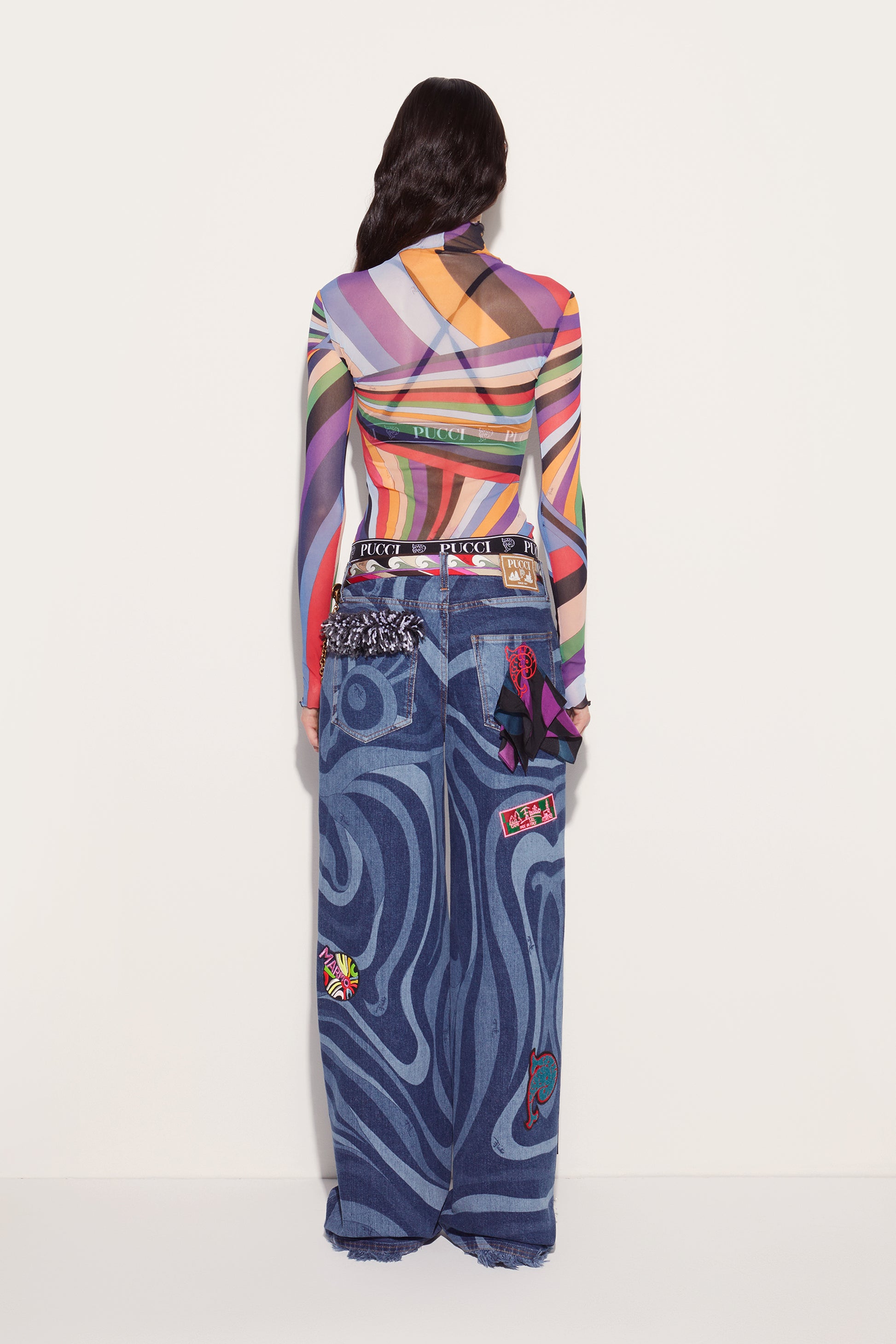 Marmo-Print Embellished Jeans View 4 - Pucci