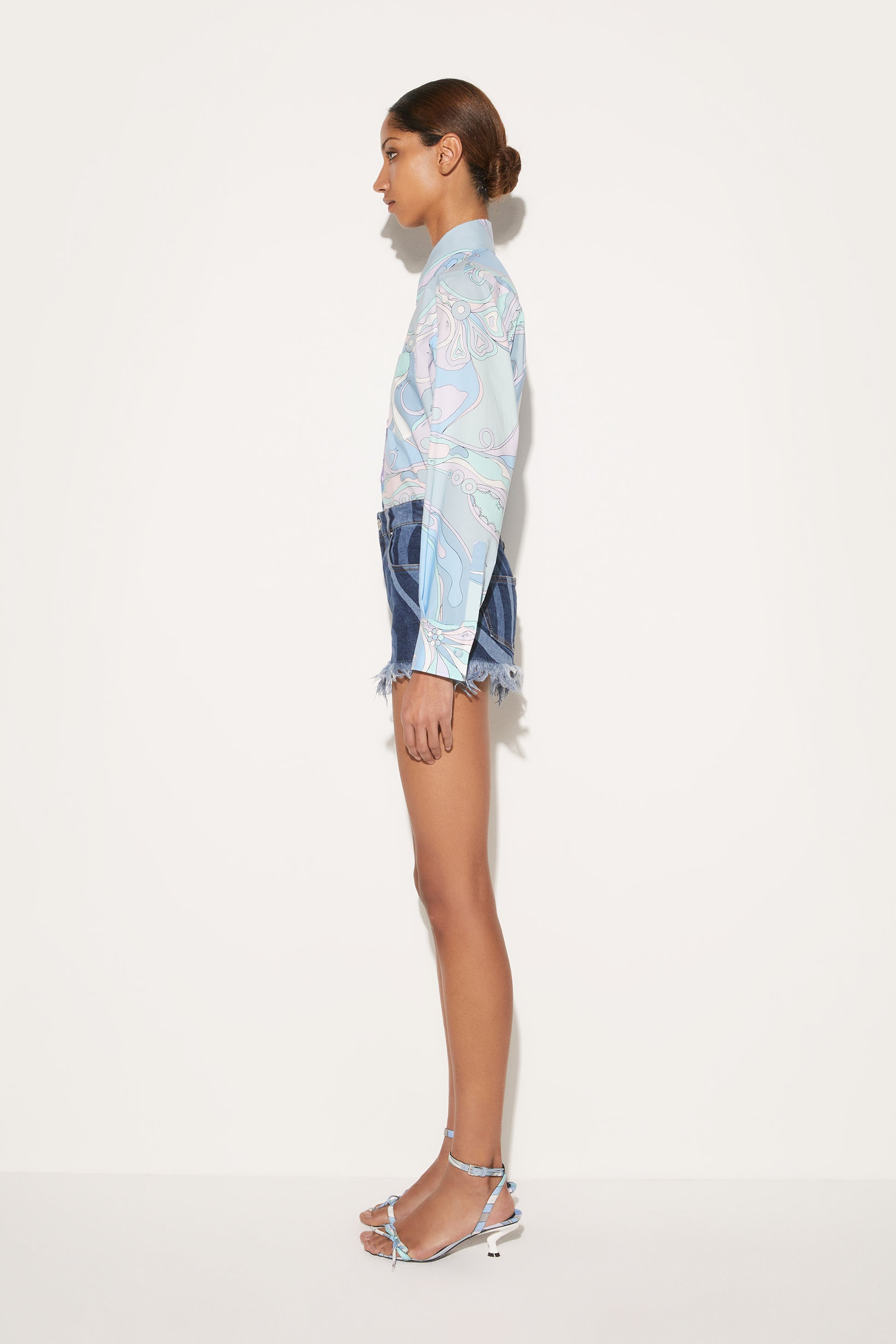 Marmo-Print Denim Shorts View 3 - Pucci