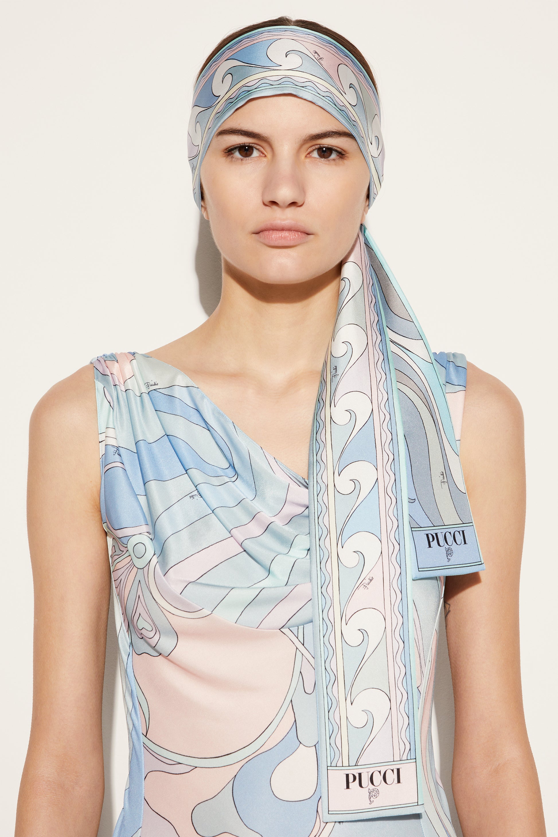 Marmo And Boucle-Print Silk-Twill Scarf View 2 - Pucci