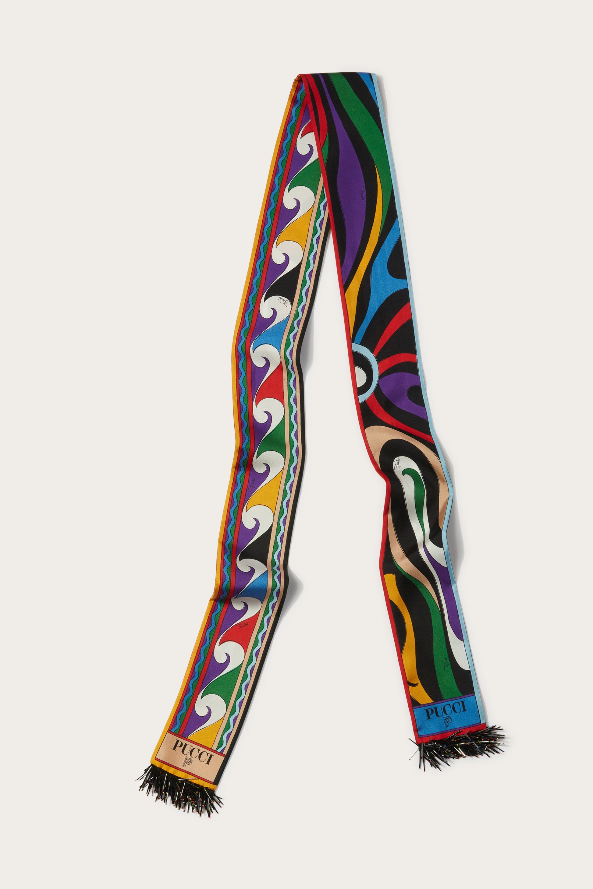 Marmo-Print Fringed Silk-Twill Scarf View 1 - Pucci