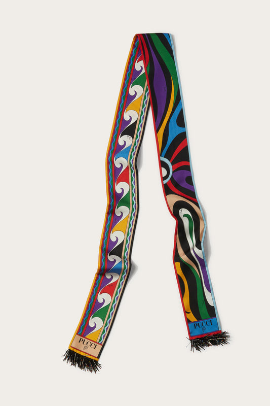 Marmo-Print Fringed Silk-Twill Scarf View 1 - Pucci