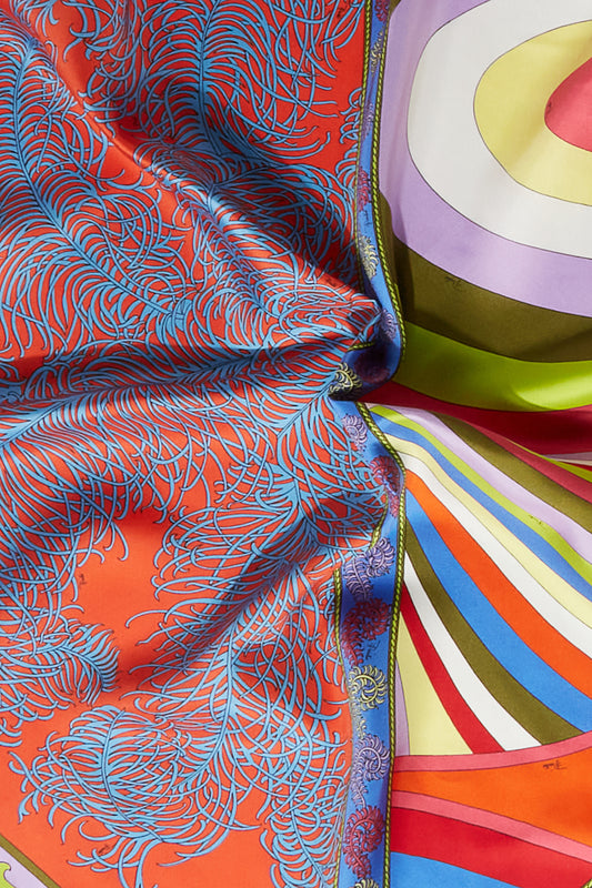 Iride And Struzzo-Print Large Silk-Twill Carré View 3 - Pucci