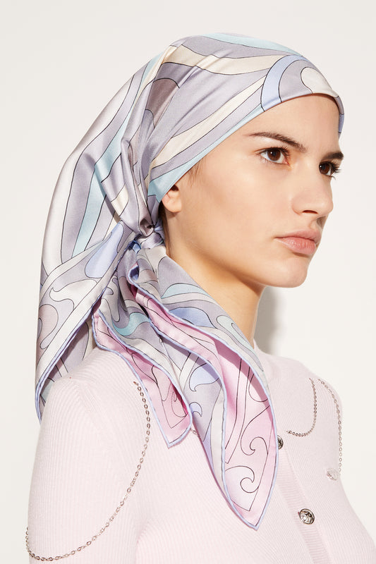 Marmo-Print Large Silk-Twill Carré View 2 - Pucci