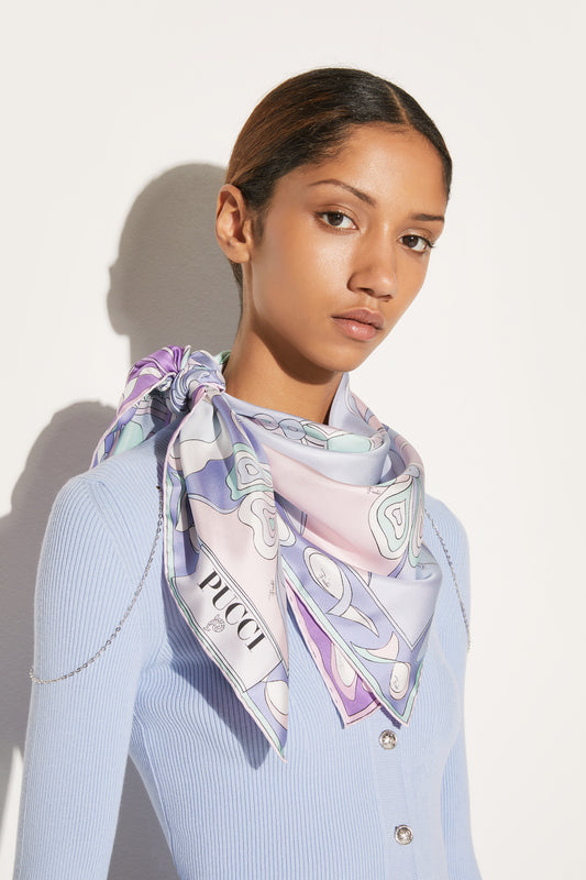 Orchidee-Print Large Silk-Twill Carré View 2 - Pucci