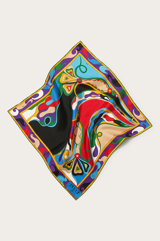 Orchidee-Print Small Silk-Twill Carré View 1 - Pucci