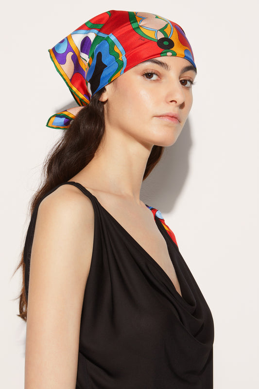 Orchidee-Print Small Silk-Twill Carré View 2 - Pucci