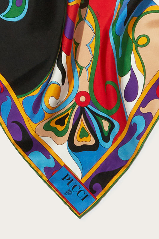 Orchidee-Print Small Silk-Twill Carré View 3 - Pucci